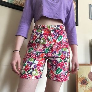 Vintage 1980s Hearts & Flowers Rainbow Shorts 🌈💜